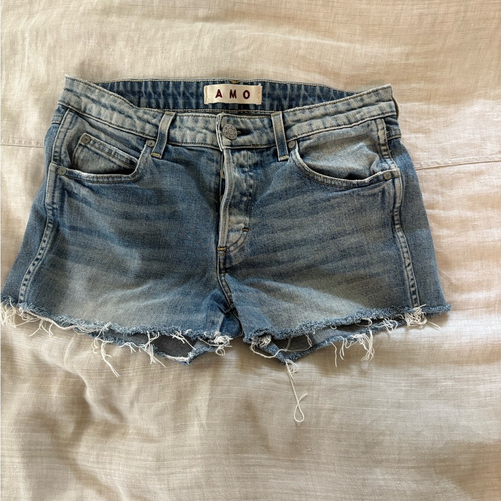 AMO Distressed Blue Jean Shorts